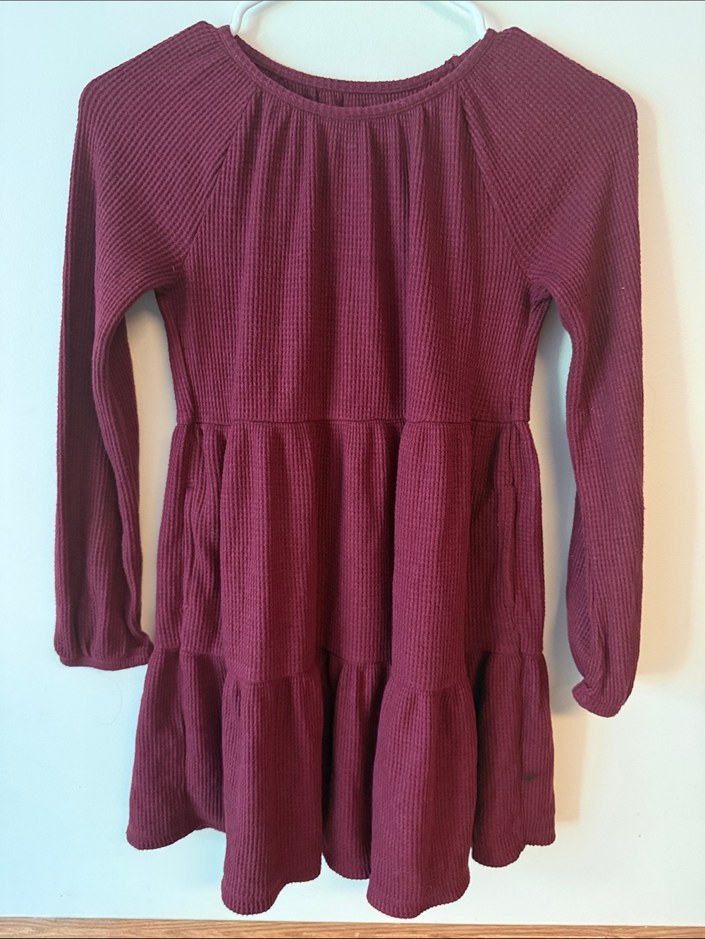 Cat & Jack Waffle Knit Peplum Dress - Burgundy